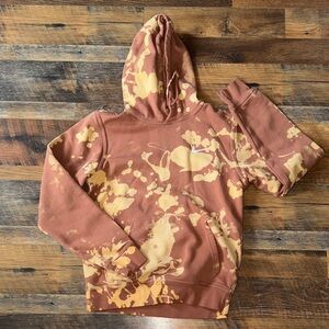 Vintage Style Nike Reverse Dye Hoodie - Earth Tone Abstract - Small